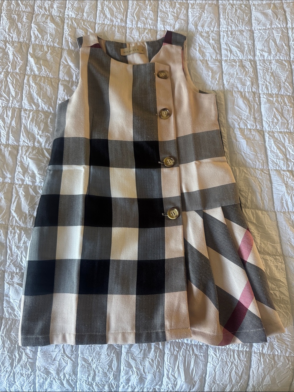 Nova check little girls pleated dress
